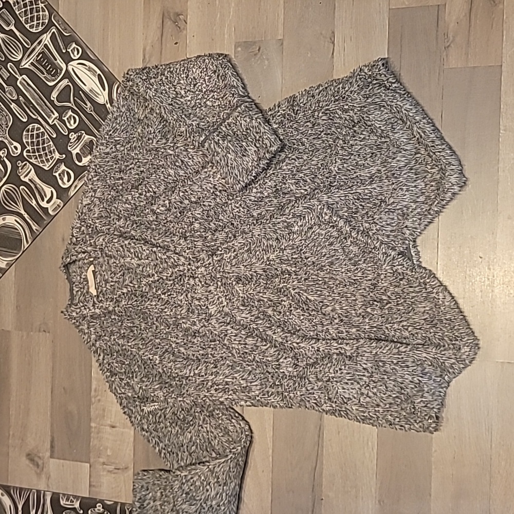 Soft Surroundings Cozy Up Waterfall Cardigan with pockets Size Medium Grey/White - Picture 3 of 5